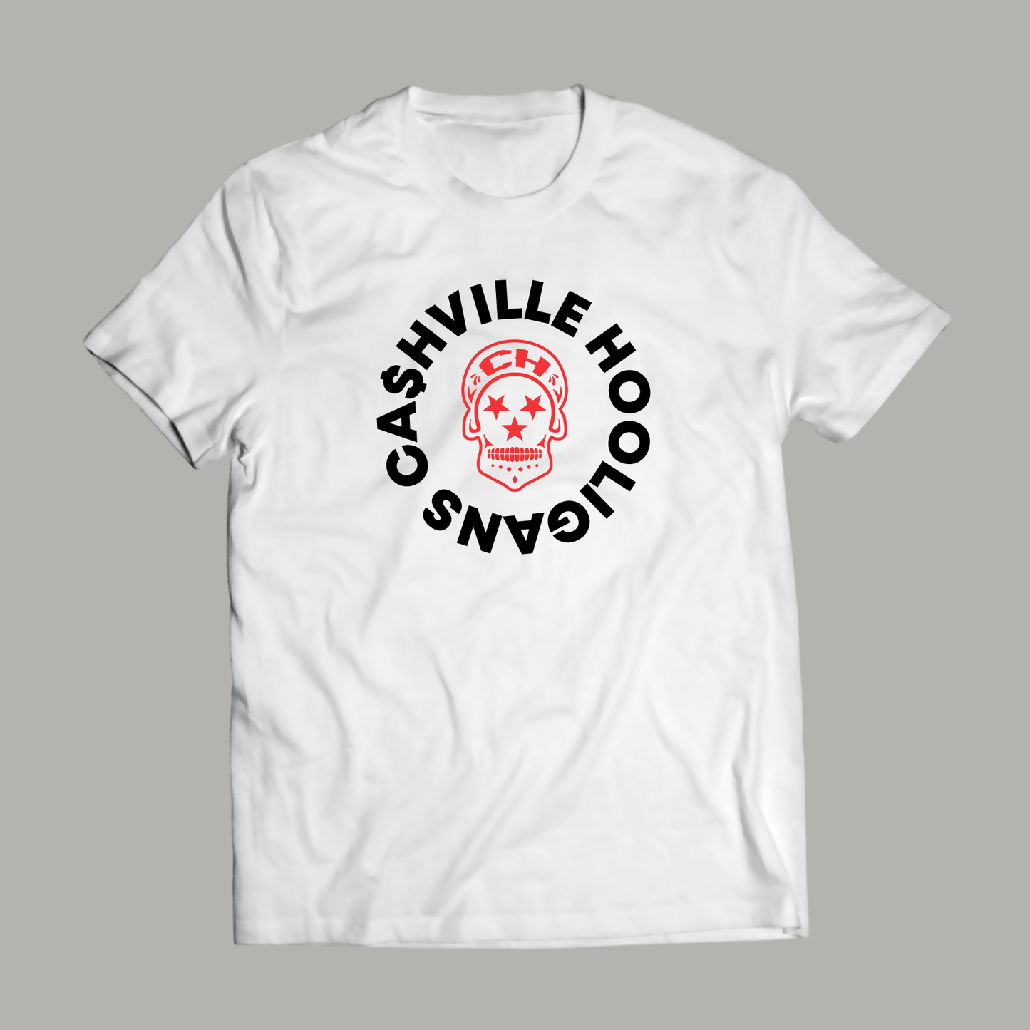 Cashville Red Hot Hooligan unisex white tee