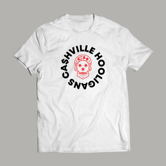 Cashville Red Hot Hooligan unisex white tee